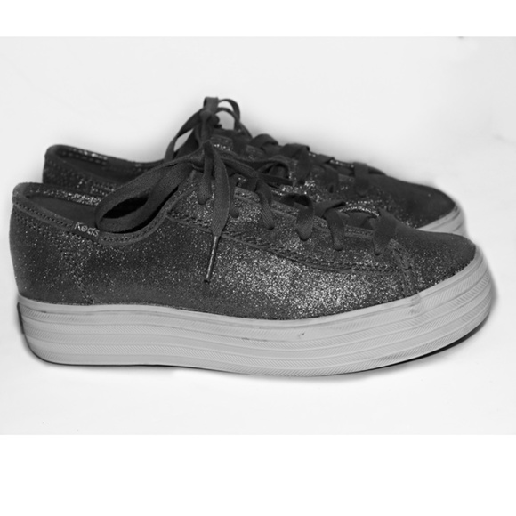 Keds Shoes - KEDS  Triple Kick grey metallic platform sneaker 6.5